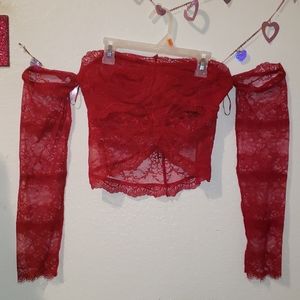 Red Lace Guess blouse